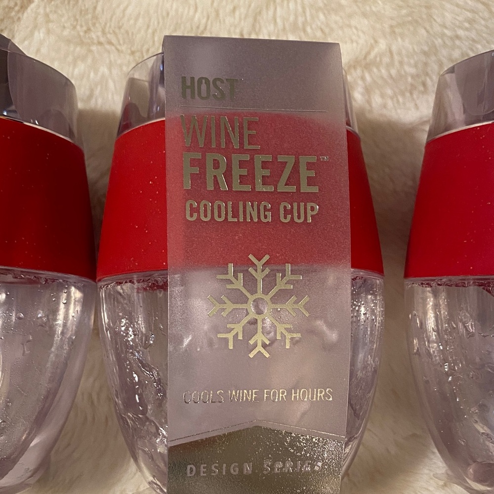 Host Brand, set of 4 Wine Freeze Cooling Cup - Red, Design Series